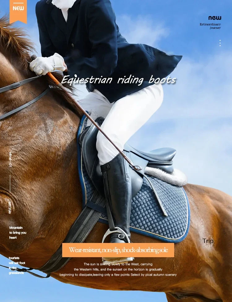 Factory Custom Equestrian Supplies PU Leather Long Boots Riding Equipment Non-slip Wear Resistant Horse Riding Shoes