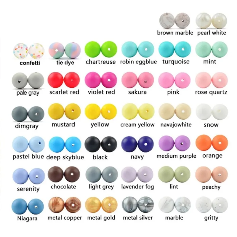 Amazon Hot Sale Eco Friendly 9mm 12mm 15mm 20mm Food Grade Baby Round Shape Silicone Teething Beads