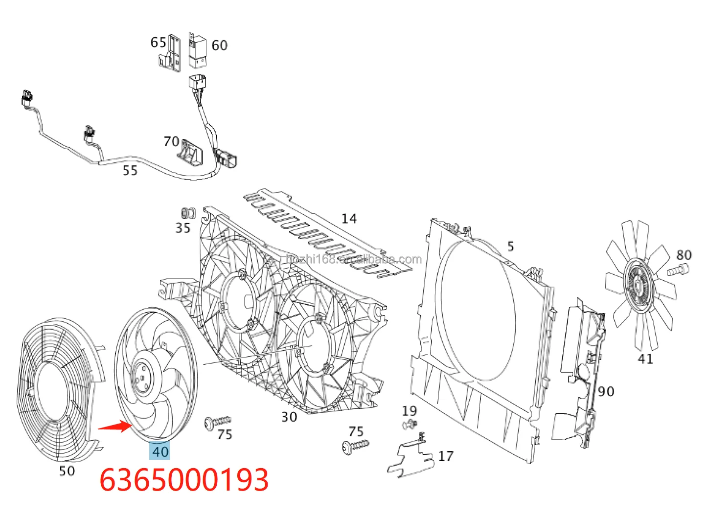 W636 electronic radiator fan Electronic fan motor 6365000193 a6365000193 636 500 0193 for mercedes benz Vito Viano