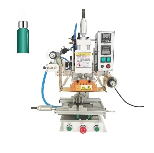 Automatic Hot Foil Stamping printing Machine Cosmetic bottles perfume jar Pens pencil Glass Bottles Round Bottle logo cap