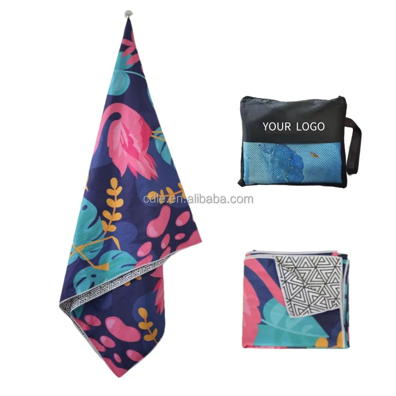 Quicky-dry Microfiber Custom Beach Towel Flamingo Microfiber Sand Free Quick Dry Beach Towel