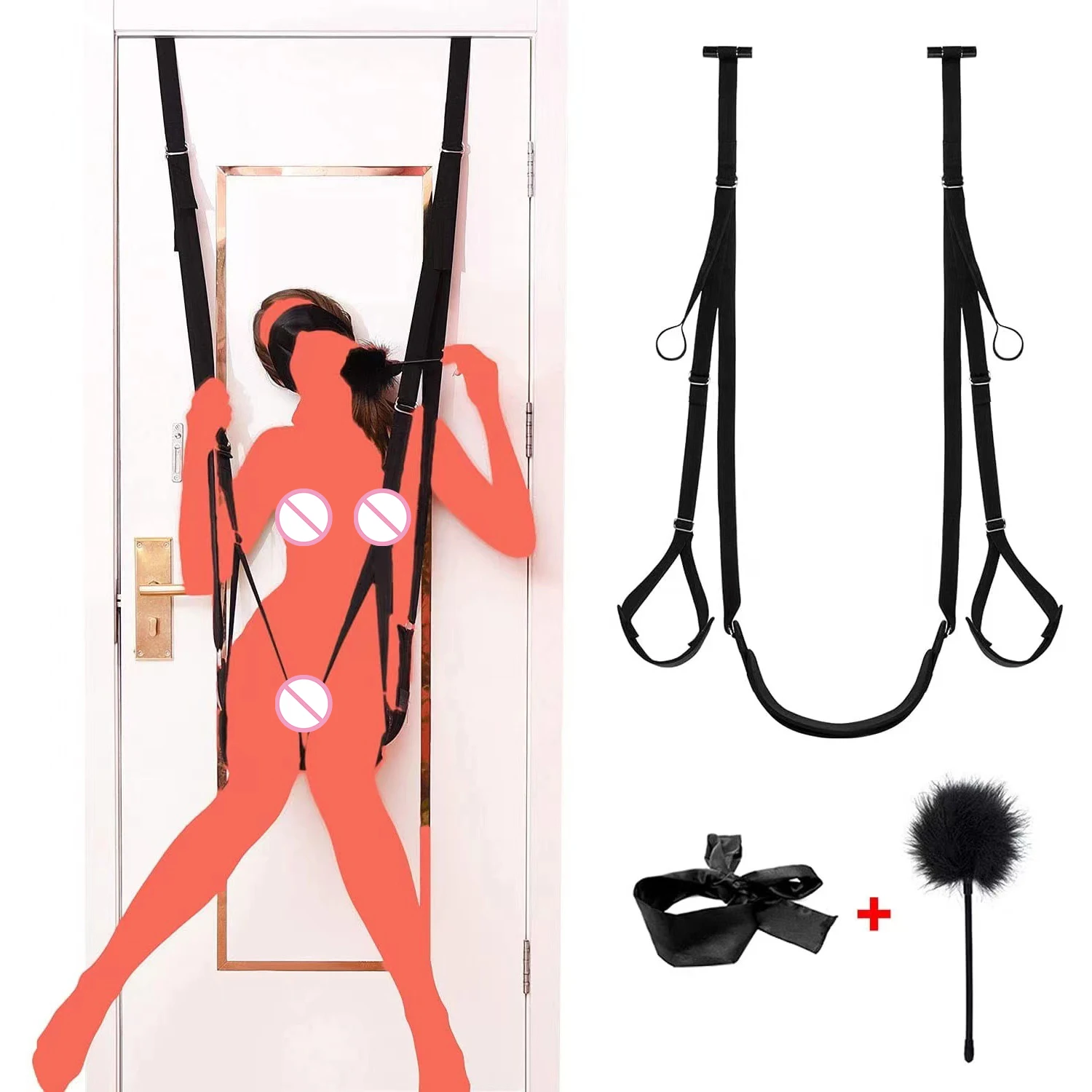 PINKZOOM 6 psc Sm Games Nylon Handcuffs Sexy Swing set SM Bondage Door Swing Sex Adults Split Leg Bondage Gear