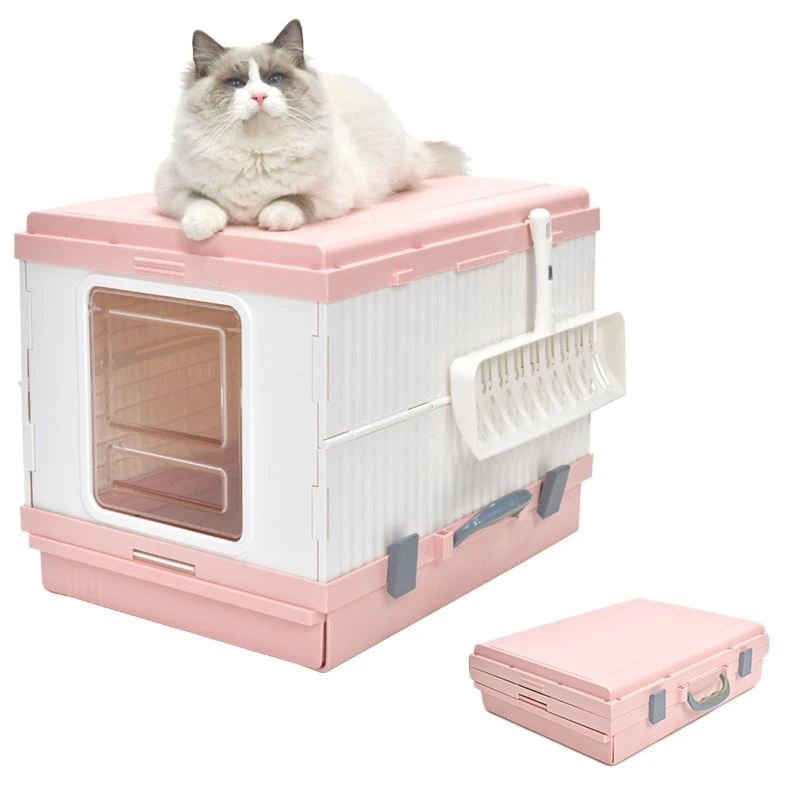  High Quality Foldable Covered and Enclosed Cat Litter Box with