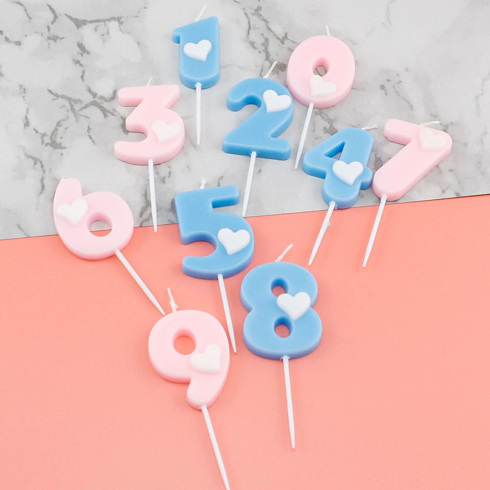 Hot Selling Cute Heart Decoration Number Birthday Candles For Kids Birthday Party From Manufacturer