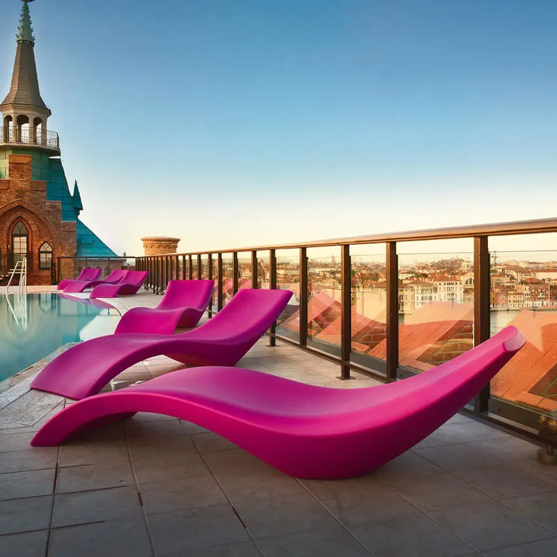 Factory Direct Sale Modern Hotel Beach Swimming Pool Chaise lounge Patio Set Garden Lounge Outdoor Furniture Plastic Sun Lounger