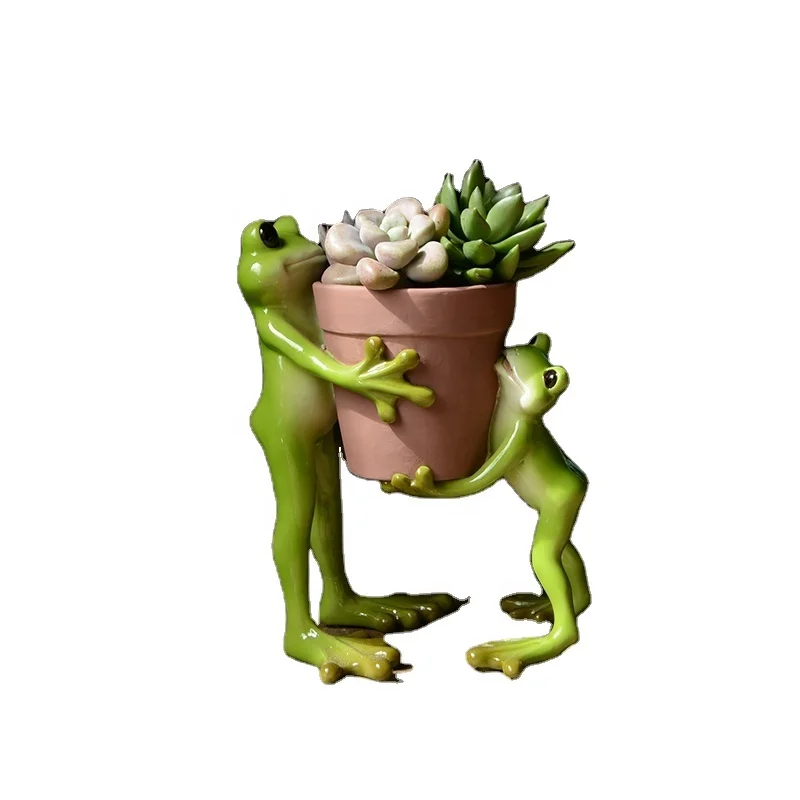 Z16149A High Quality Resin Statue Tabletop Planter Pot Frog 6 Inch tiny Flower Pot animal pots for plants garden decor Bonsai