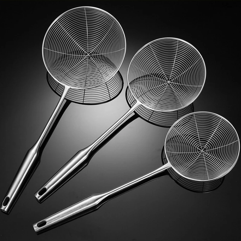 Kitchen Cooking Draining Frying Oil Spider Strainer Stainless Steel Colander Strainer with Long Handle