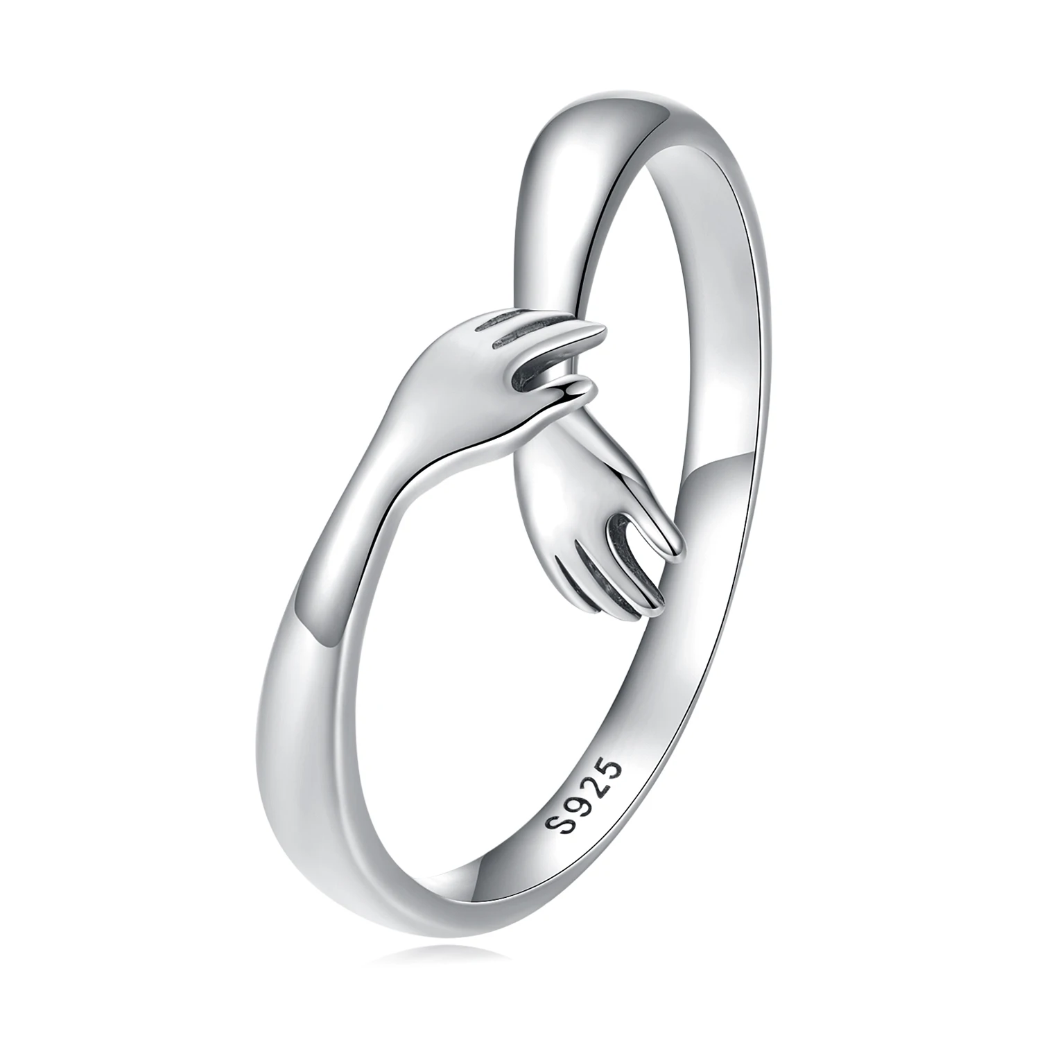 LEICARE Hug Me Ring Hug Rings for Girls Hands 925 Sterling Jewelry Fashion Pure Silver Open Ring Adjustable for Women