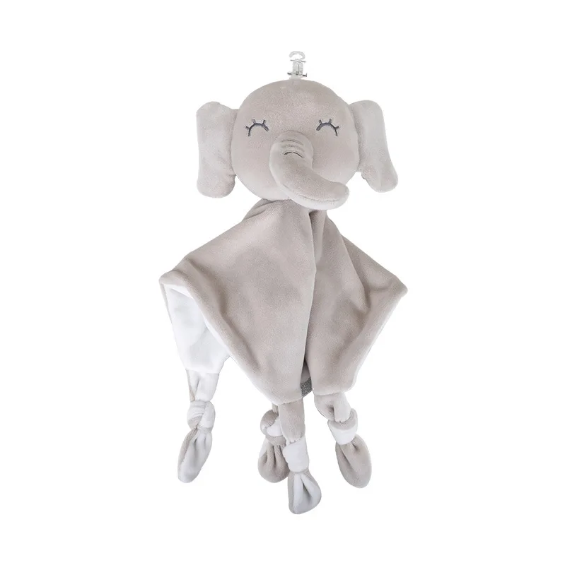 Cartoon Soft Comforter Baby Animal Handkerchief With Ring Paper Baby Towel Toy Doll