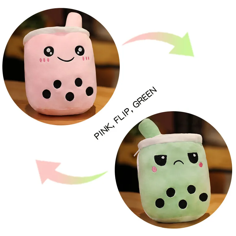 8 style 15/25cm hot sale reversible boba plush cute boba plush reversible double sided expression kawaii reversible boba plushie