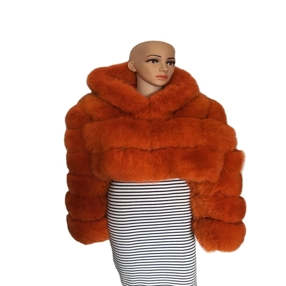 2020 New Fashion Natural Real Fox Fur Coat Hooded Winter Short Luxury Women Fur Coat Jacket