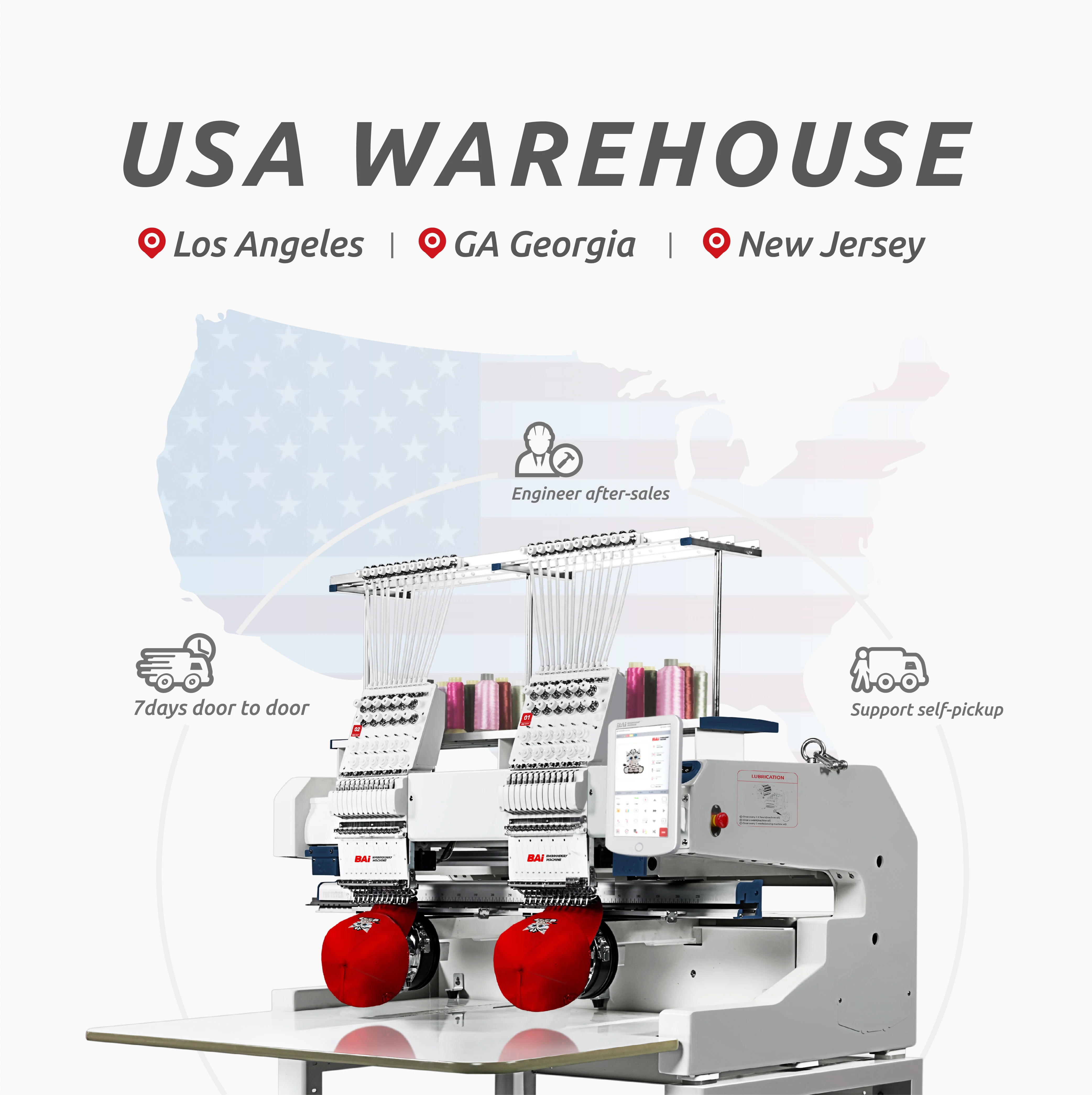 BAI two head 12/15 needles high-accuracy easy to operate long service life computerized cap embroidery machine sale