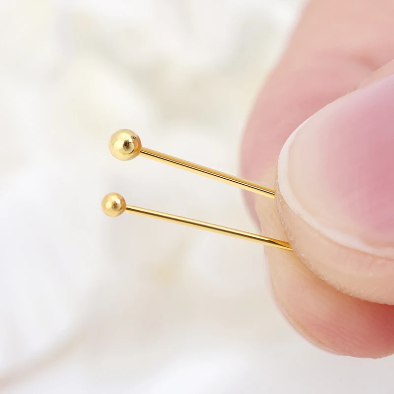 Wholesale DIY pearl jewelry earrings accessories stainless steel gold plated solid ball needle stud earrings