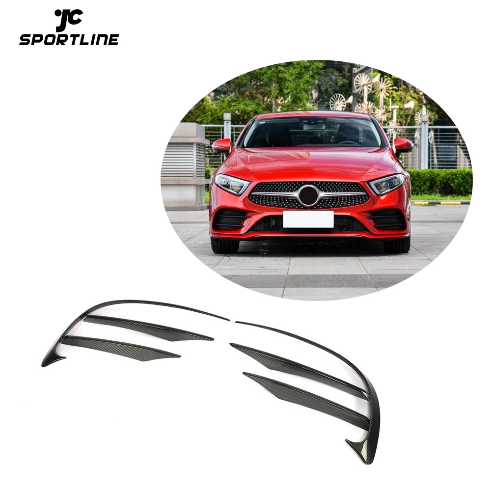 JCSPORTLINE Carbon Fiber C257 Front Bumper Canards for Mercedes Benz CLS-Class CLS400 550 Sedan 4-Door Sport 2018-2019