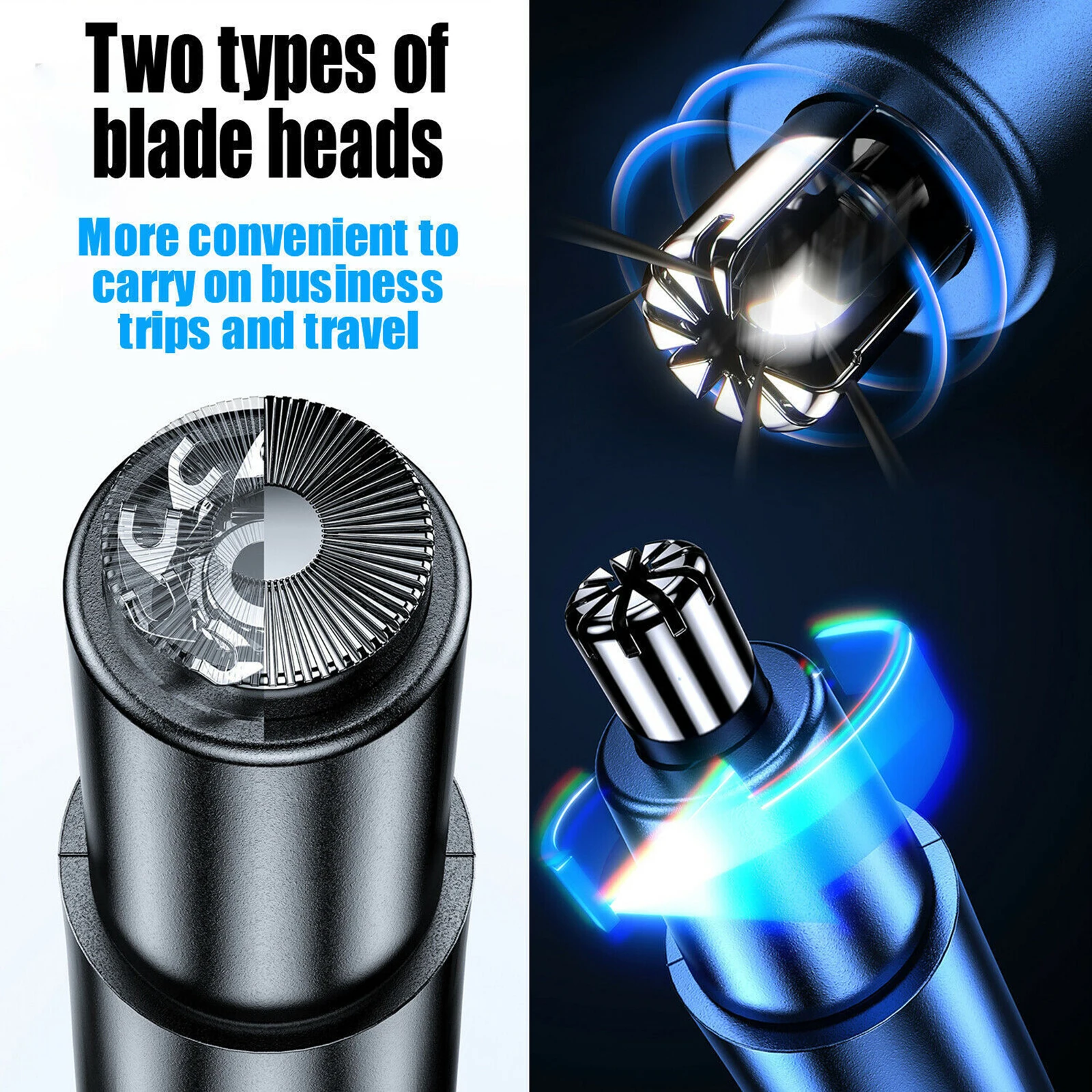 Electric Nose Hair Trimmer Multi Purpose Nasal Ear Hair Beard Shavers Eyebrow Remover with Detachable Stainless Steel Cutter Hea