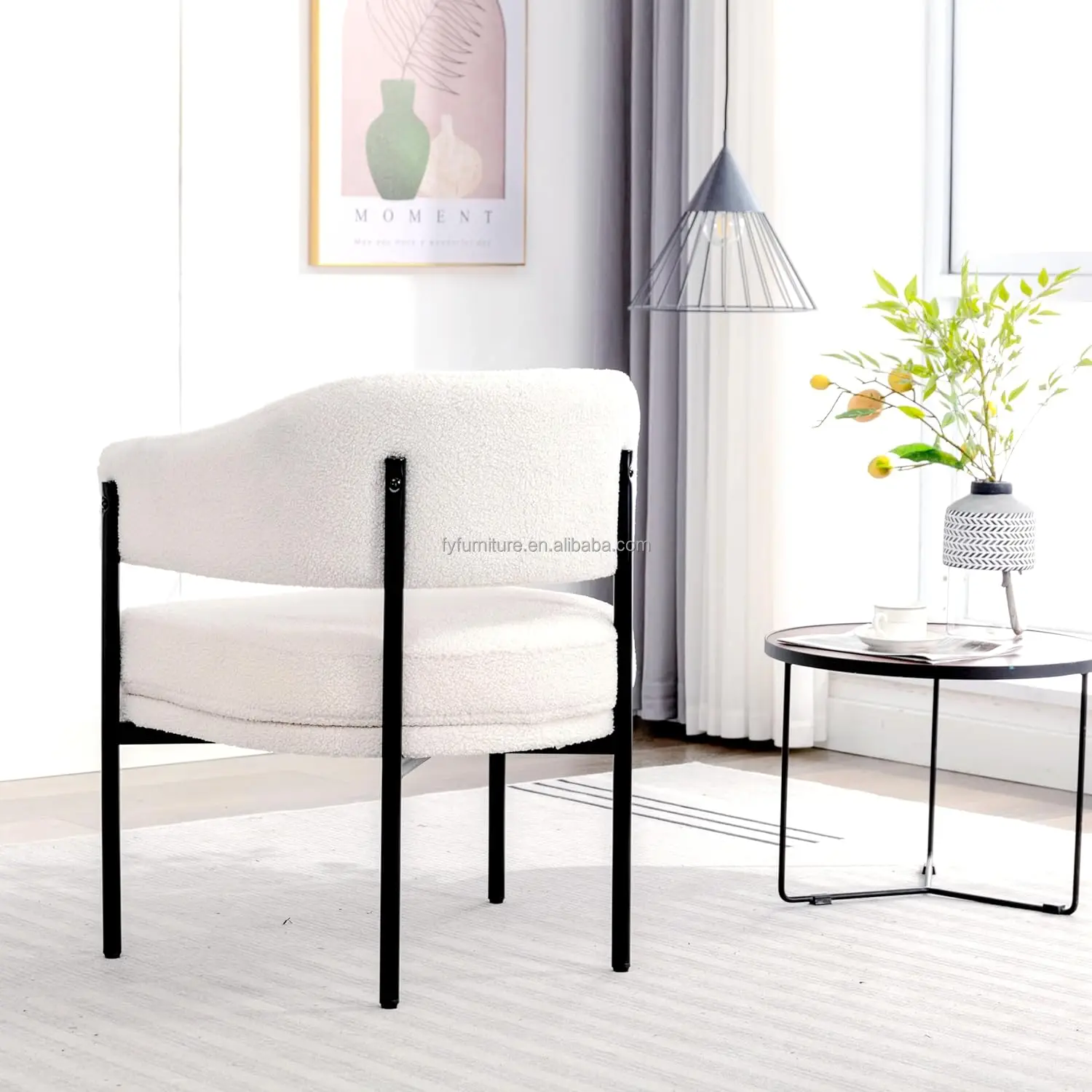 Industrial Price Modern Italian Nordic Design Teddy Wool Dining Chairs for Living Room