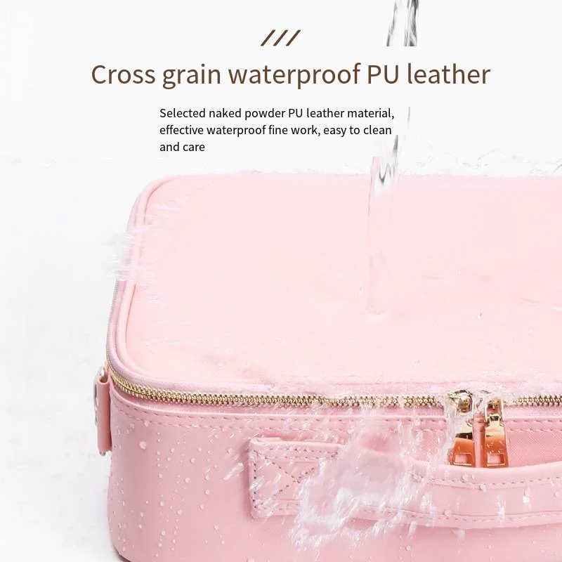 Portable Makeup Case Adjustable Dividers Cosmetic Case with makeup brush pouch Large Capacity Cosmetics Storage Bag