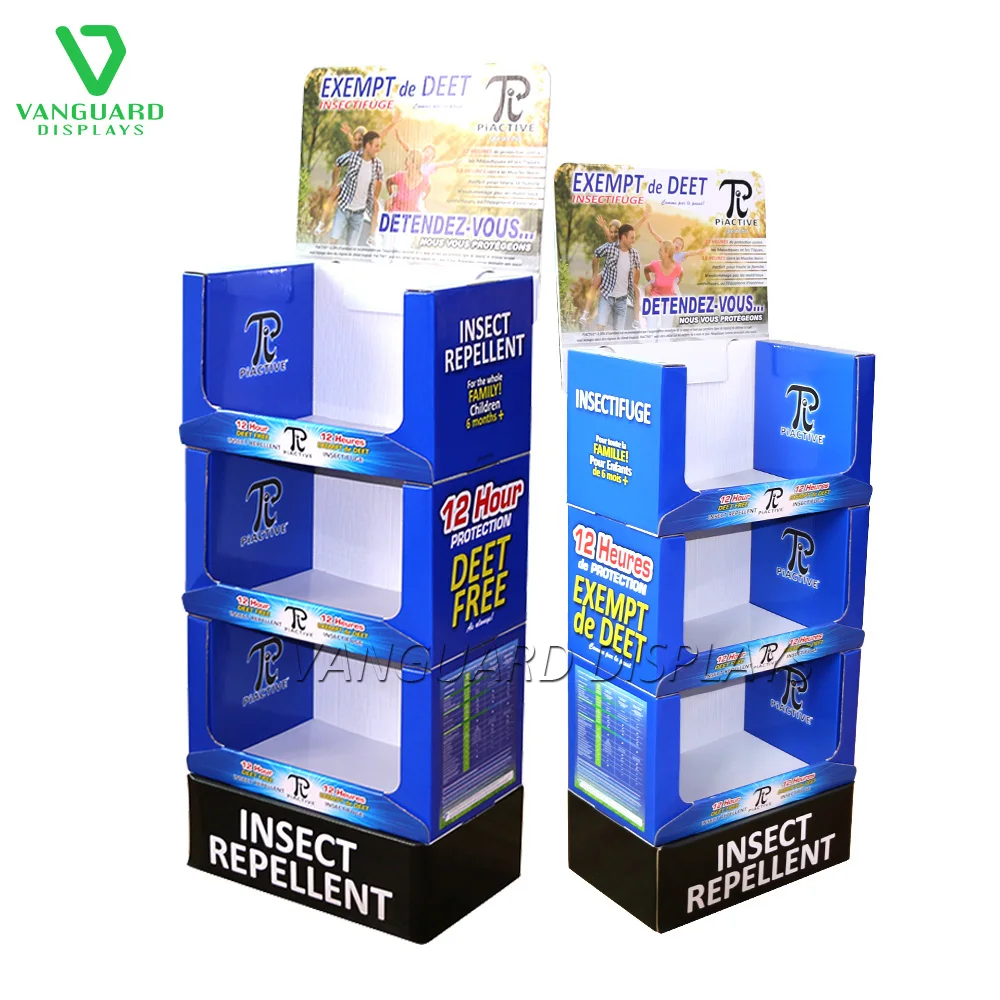 Advertising Promotional Store Corrugated Cardboard Floor Stand Display Rack for Supermarket