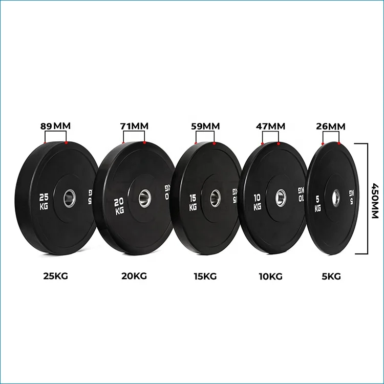 custom black rubber bumper weightlifting plate weights kg lbs