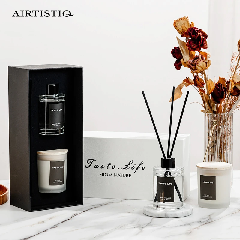 Wooden Lid Diffuser Custom Wedding Candles Home Fragrance Scented Luxury Gift Set With Logo For Guests