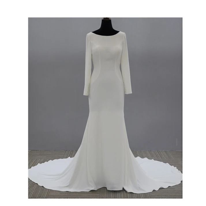 bride women 3 quarter sleeve bridal mermaid wedding gown with lace