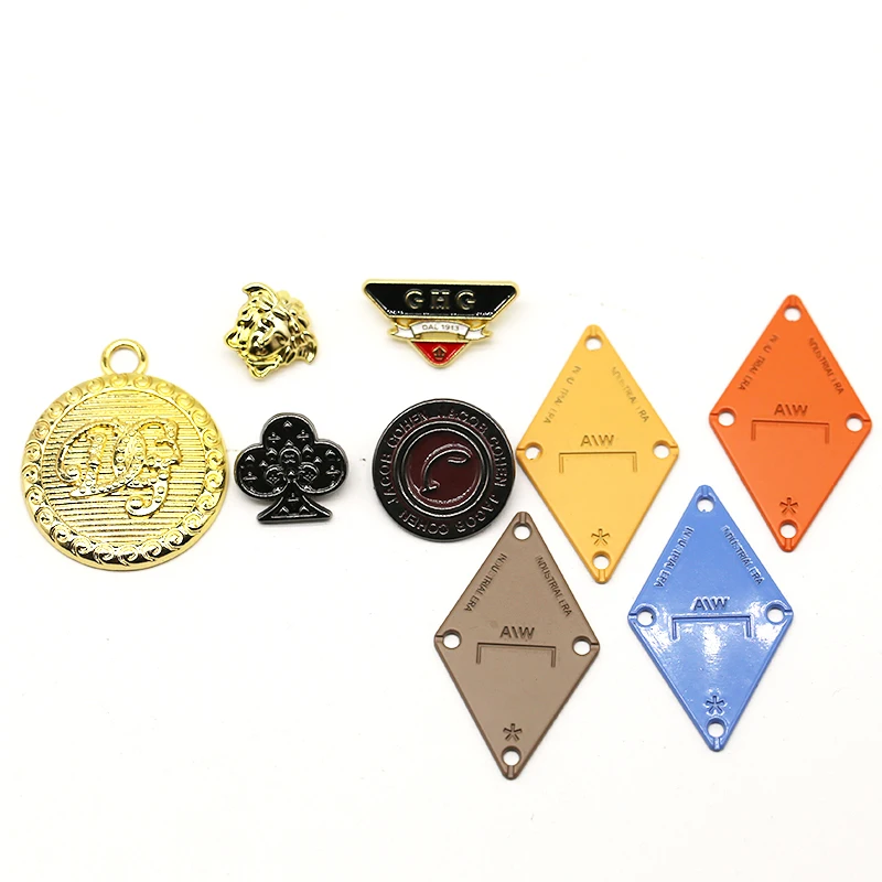 High Quality Rectangle Metal Casting Clothing Metal Label Tag Golden Engraved Logo Custom Metal Clothing Labels