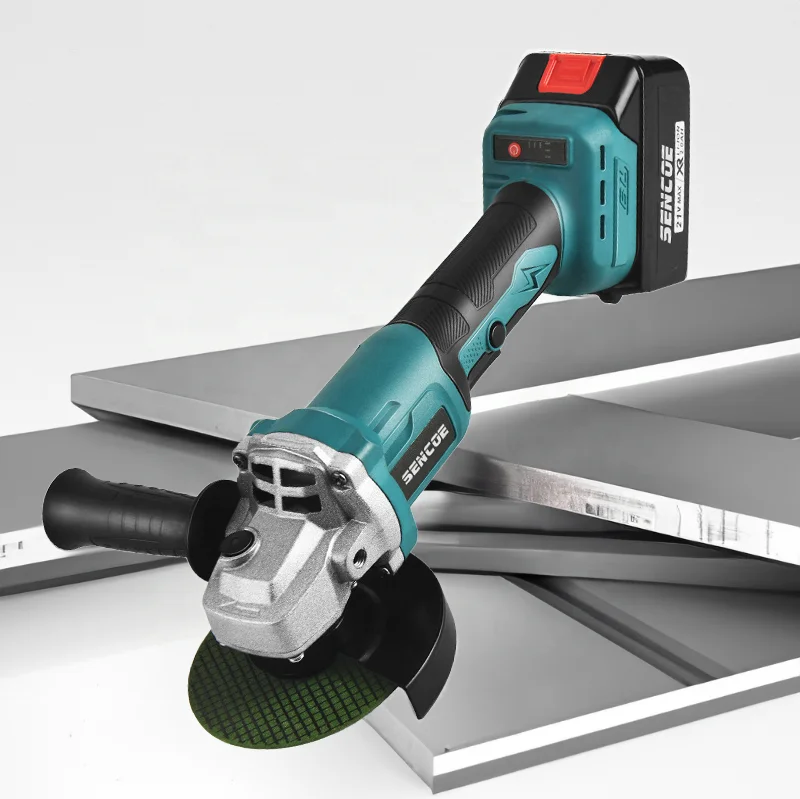 SENCOE 100mm concrete tile metal polishing cutting machine 21v portable wireless electric mini angle grinder with dust shroub