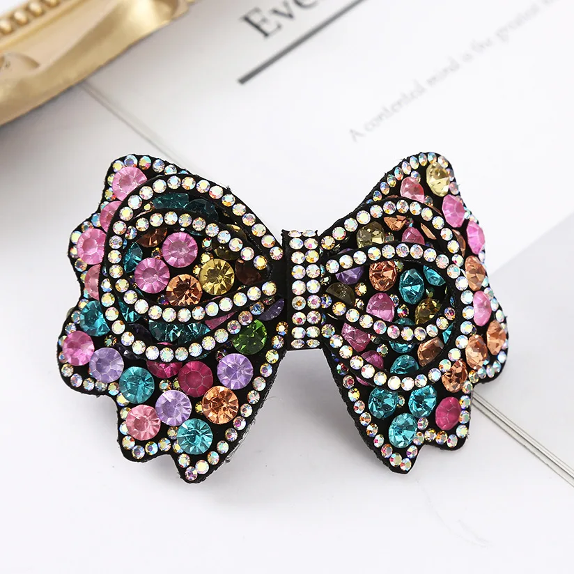 Retro Romantic Women Hair Barrette Luxury Rhinestone Ponytail Hairpin Shinny Crystal Top Clip Spring Hairclips