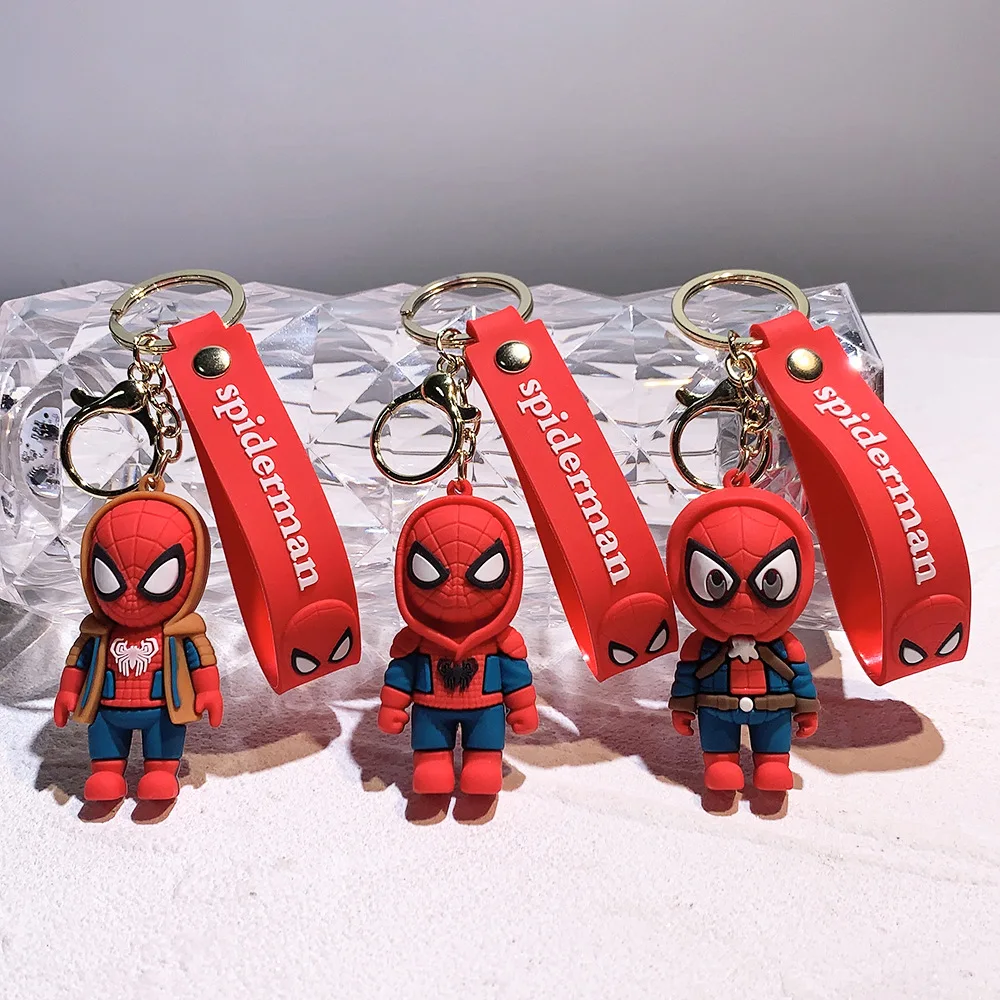 Wholesale hot selling 3D model PVC keychain cartoon cross dressing spider keychain Spider Man series keychain