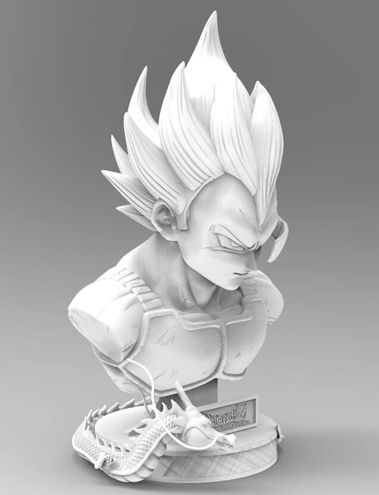 Custom Dragon Ball Vegeta resin bust sculpture 3D printing service copper/silver painting assembling model