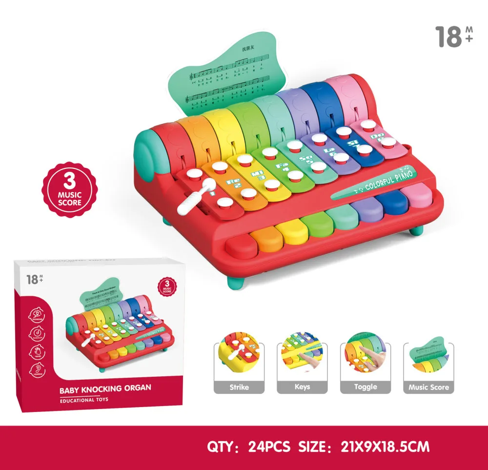 Cartoon Piano Xylophone Music Toys for Toddler Preschool Educational Kids Kick Piano Musical Instruments