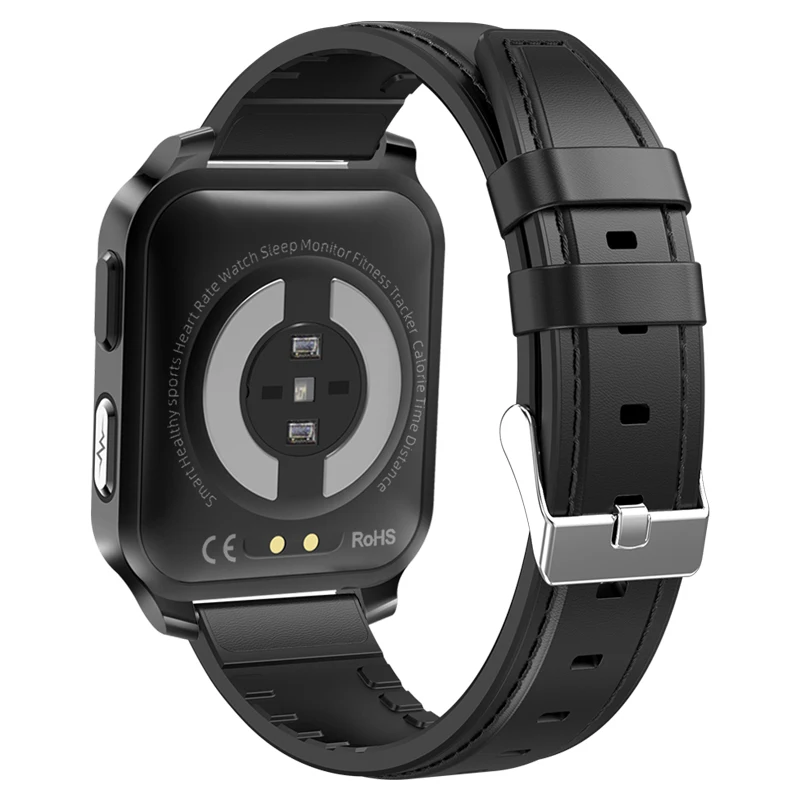 Shenzhen smartwatch manufacture SPO2 ECG heart rate smartwatch E90 leather strap smart watch