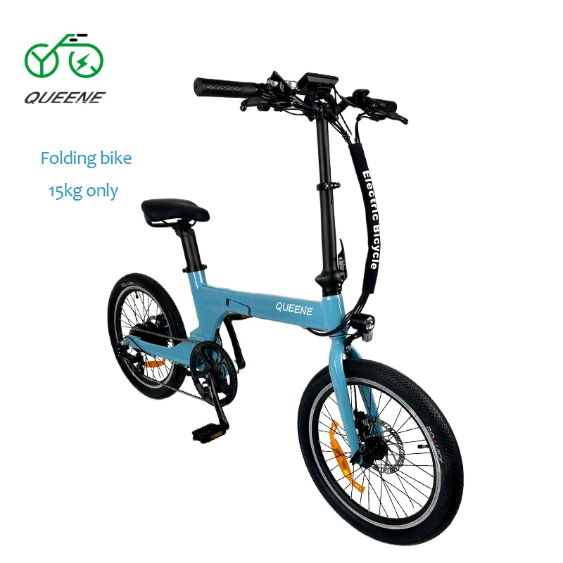 QUEENE electric bike folding electric bicycle foldable e-bike 250w 25km/h 20 inch cheap mini ebike 15kg