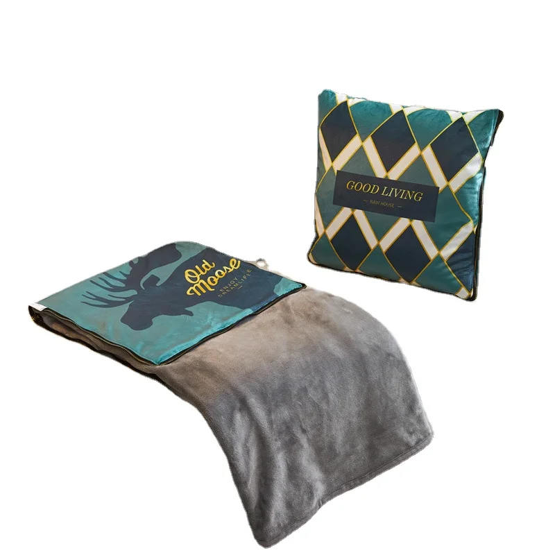 Hot Sale  Cartoon Fleece Blankets Cushion With Print Soft Warm Blanket Microfiber Neck Pillow And Blanket