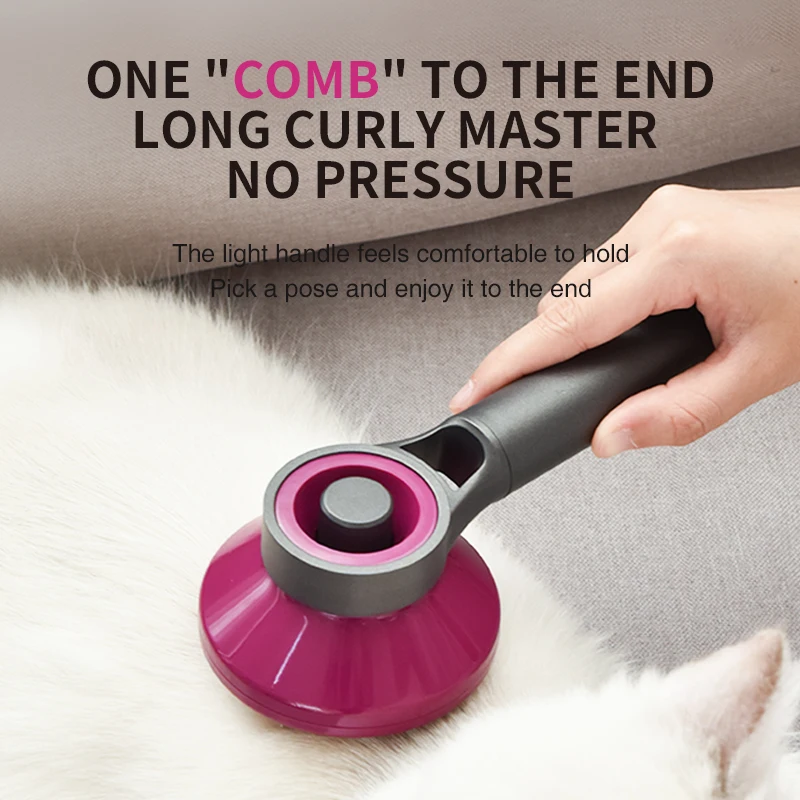 Factory Wholesale Pet Grooming Cat Fur Dog Fur Comb Self Clean Button With Masaging Bead Fashion Color