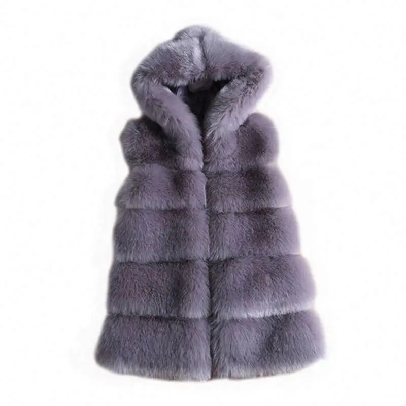 Wholesale Jtfur Fashion Fox Fur Coat Women Plush Winter Sleeveless Faux Fur Vest