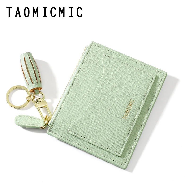 Новый креативный кошелек с кисточкой Taomicmic, мини тонкий кошелек, маленький свежий кошелек для девушек с брелоком на молнии, мини кошелек для монет