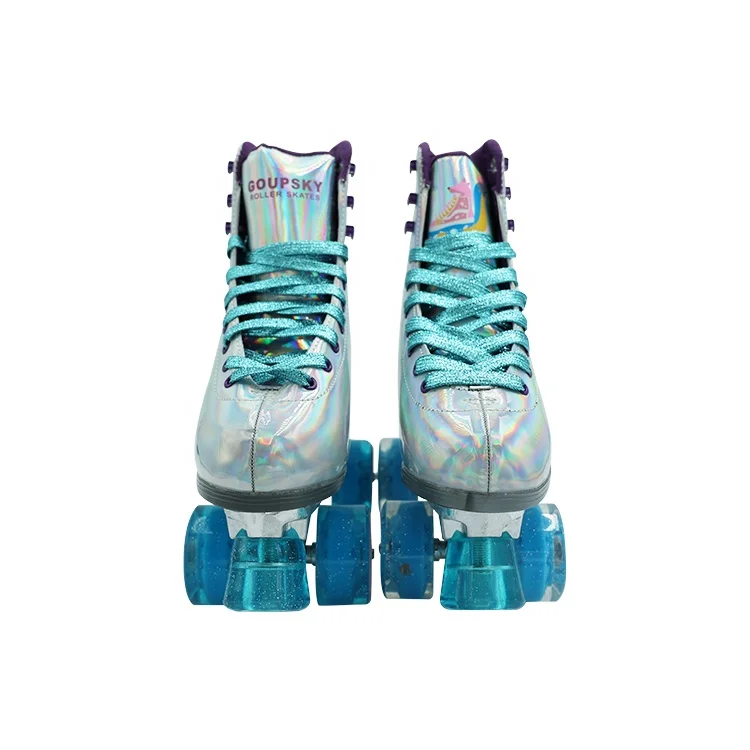 Professional four wheels inline women flashing shoes 4 wheel quad roller skate adult