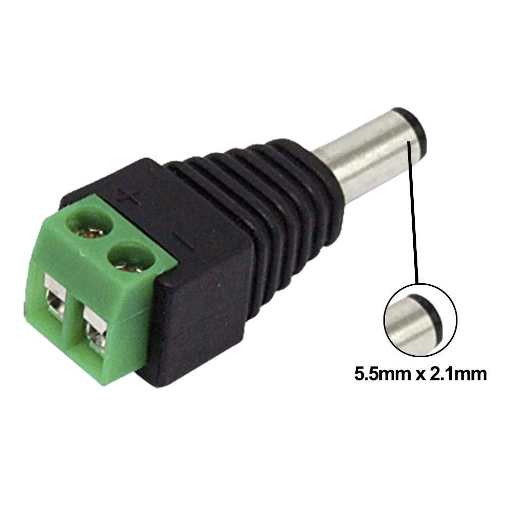 10PCS male DC Power Jack & Plug Screw-on Wire Connector for cctv camera  monitor system video surveillance  to terminal block