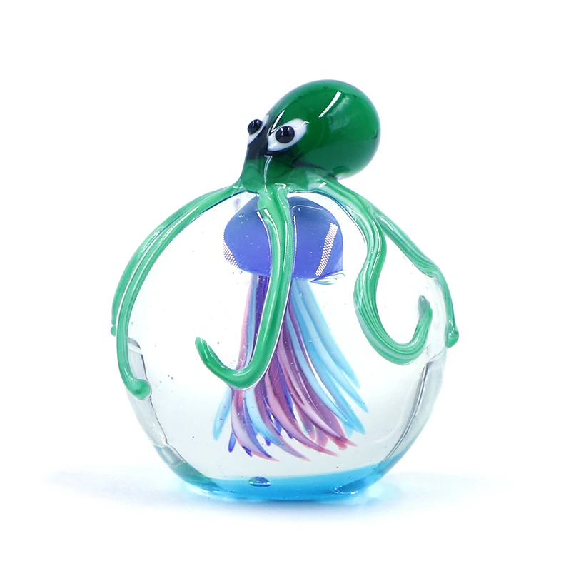 Handmade Murano Lampwork Glass Octopus Jellyfish Ball Figurine