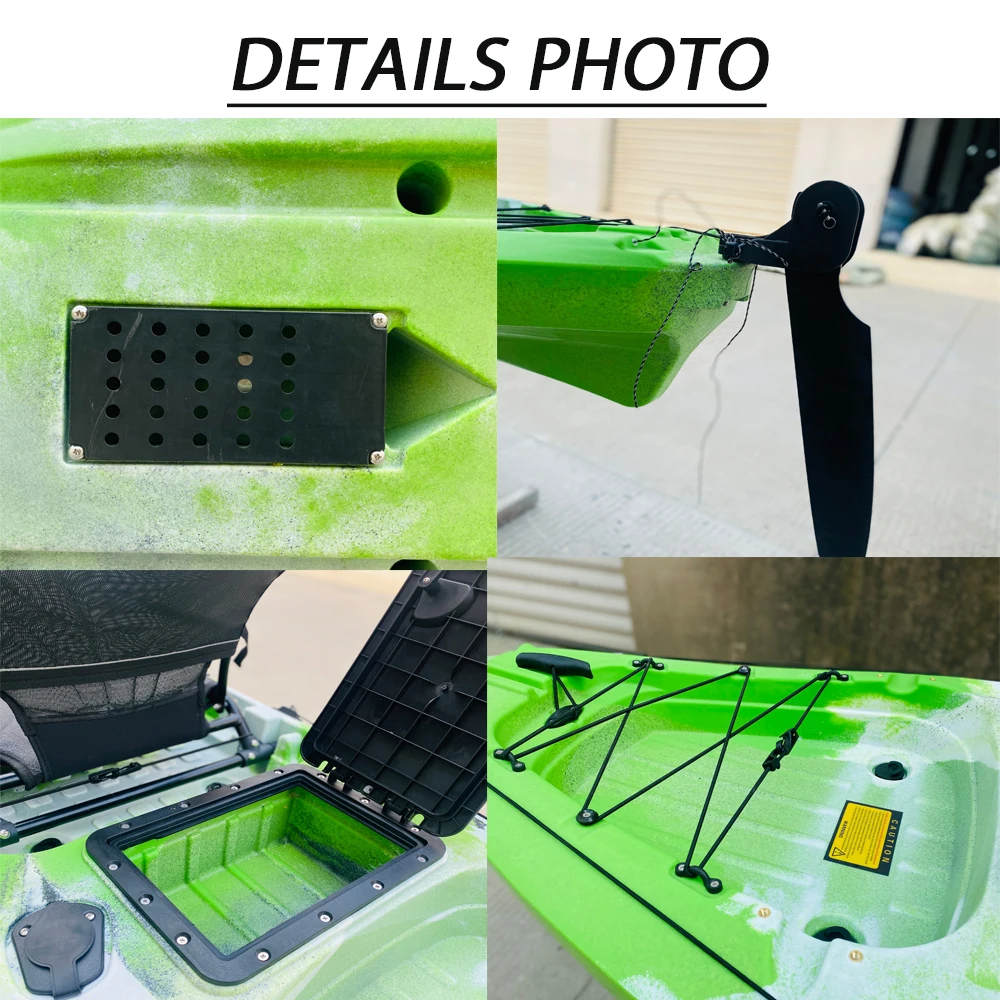 Single Fishing Kayak LDPE Plastic Canoe Fin Pedal Pro Angler Rowing Boat For 1 Adult