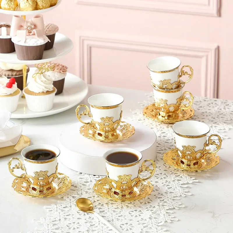 2022 European Style Small Size 80cc  Porcelain Tea Cups Coffee Sets  Coffee Cup and Saucer Set