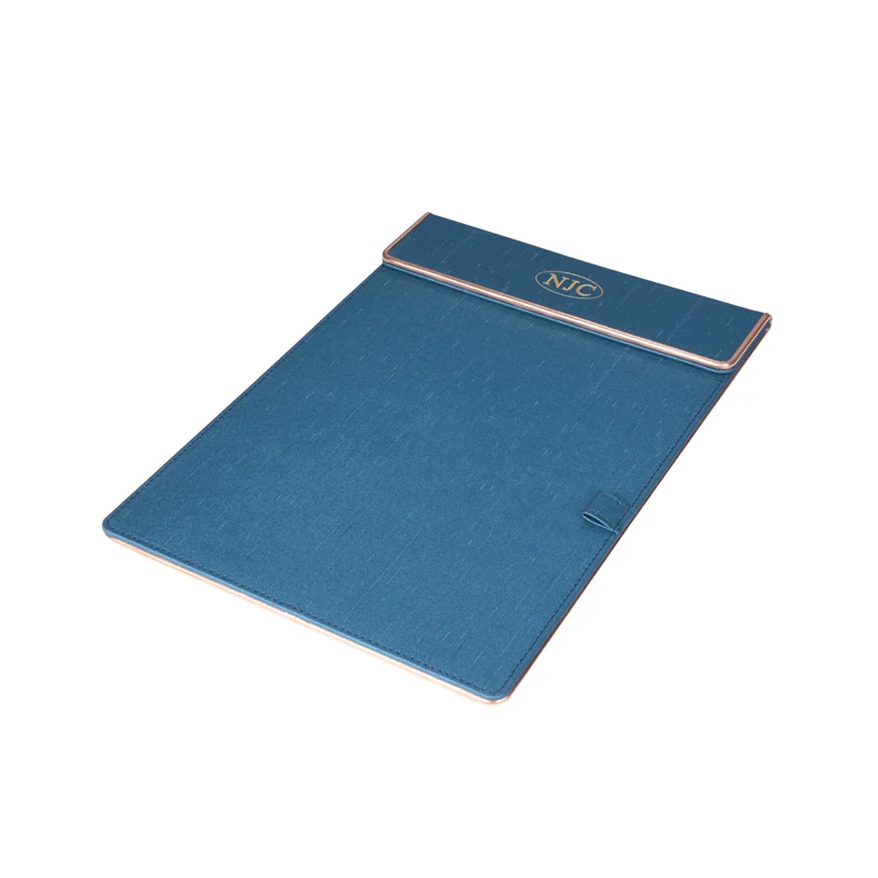 Guest room meeting NotePad with flat blue A3 leather writing pad for hotel supplies office note pad holder