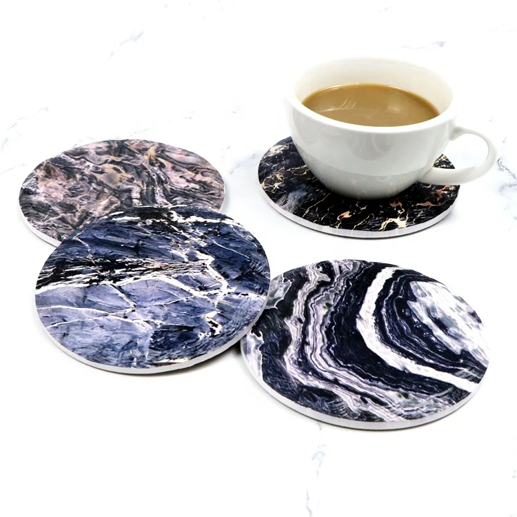 Style Printing Coasters Cup Mats&pads Round Marble Ceramic Custom Tea Coffee Beer Cocktail Mats & Pads Home Decoration Everyday