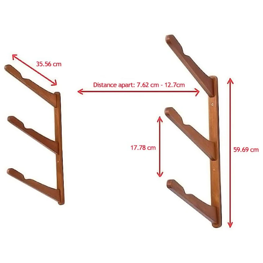 Wooden Surfboard Wall Mount for Surf Boards Snowboards Skateboards Kiteboards and Wakeboards Triple Tier Surf Board Display