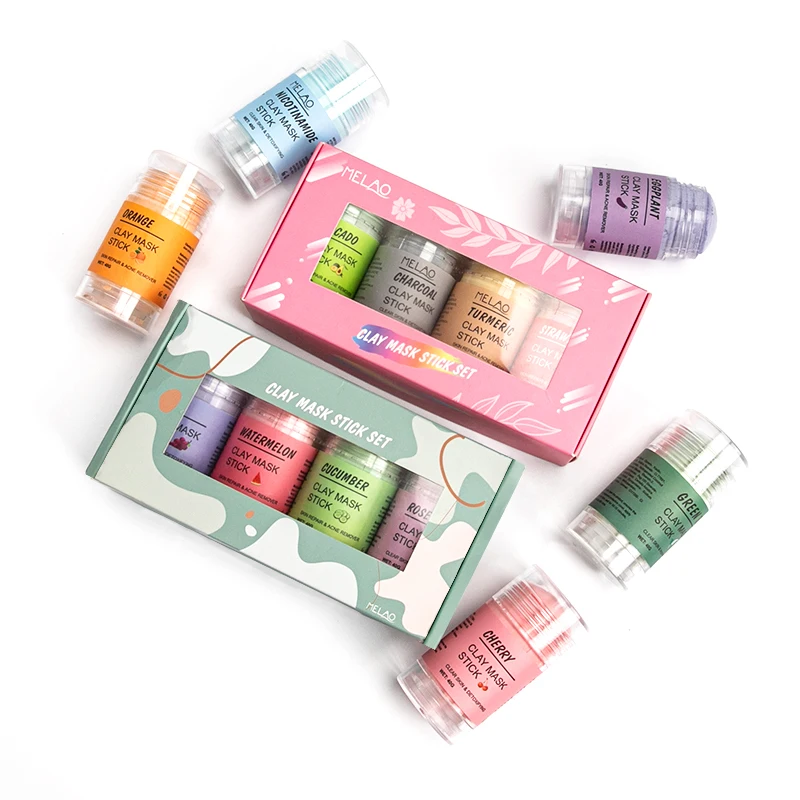 
Wholesale Korean Blackhead Remove Natural Organic Green Tea Mask Mud Pink Clay Facial Mask Stick Solid Set 