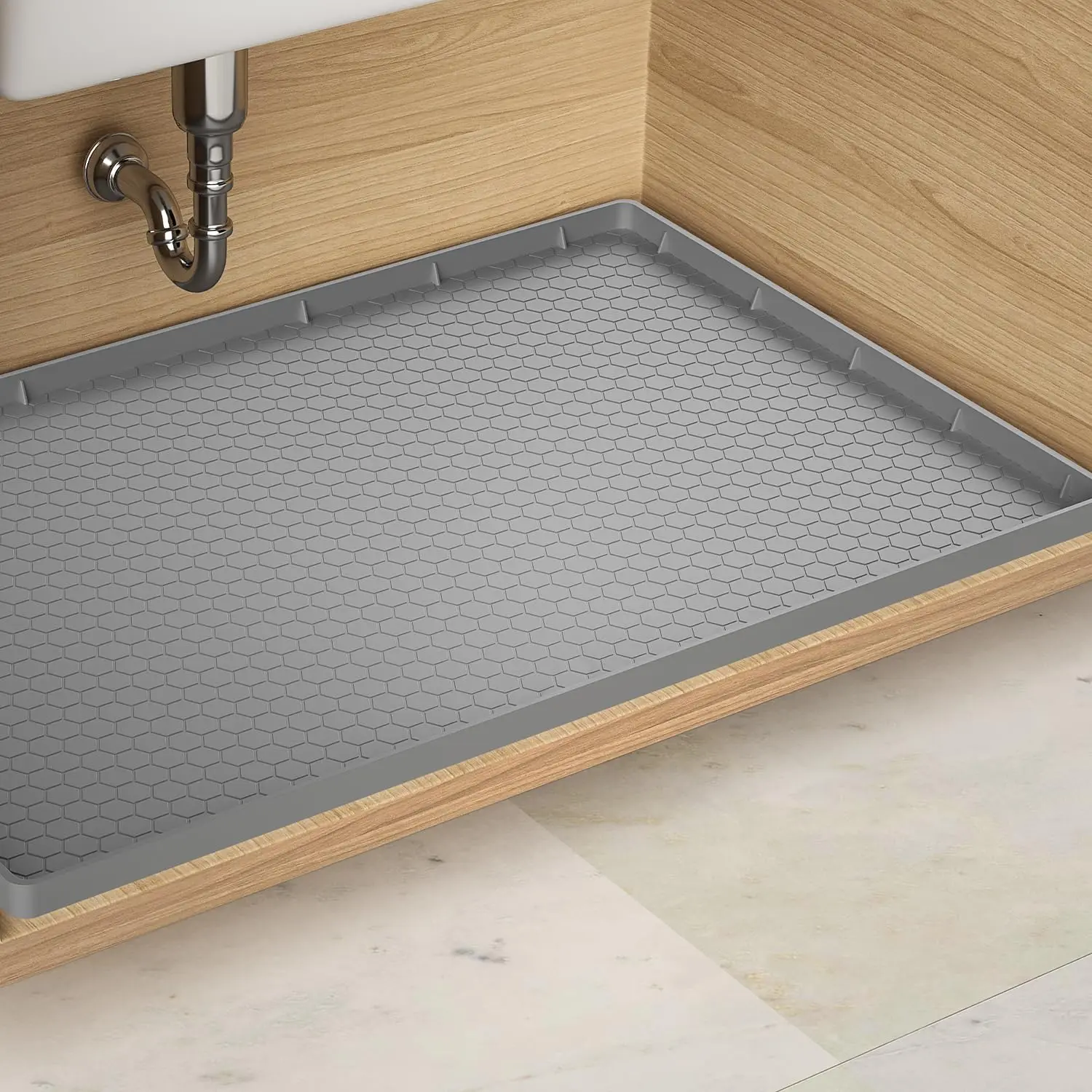 Cabinet Water Leak Protection Drip Tray Liner Waterproof Under the Sink Silicone Mat Kitchen Sink Mat
