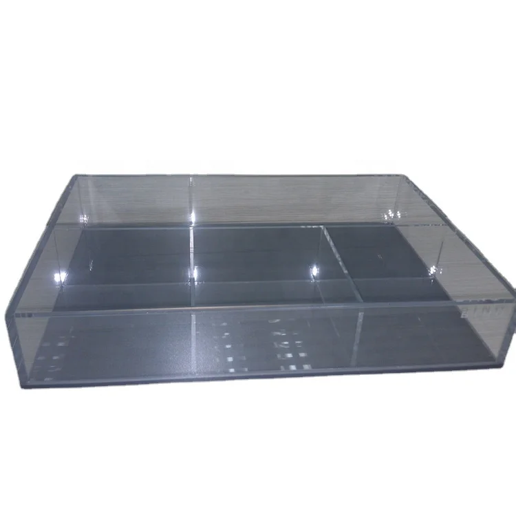 Wholesale custom clear acrylic storage box rectangle acrylic tray with divider