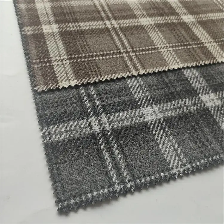 China custom design check plaid knit jacquard tweed fabric for garment coat pant men suit