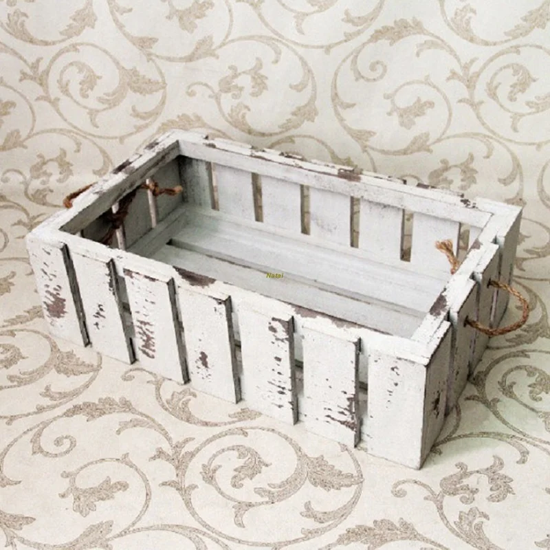 
Wholesale packing gift craft wooden Product storage vegetable fruit shipping crate box bins baskets with hand 